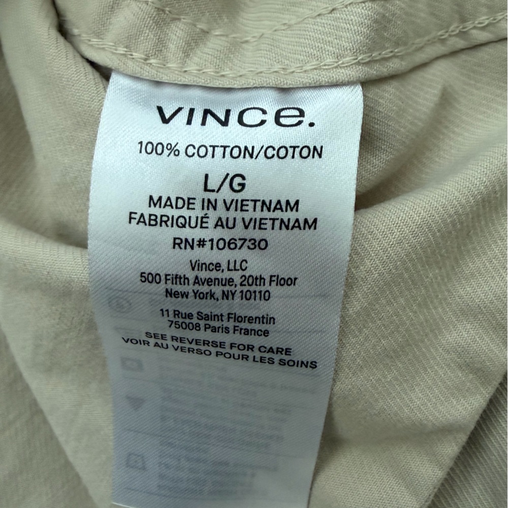 *NWT* VINCE, Tan, Collared, Button Up Cropped Shirt, Size Large, Retail $365! - Picture 4 of 4